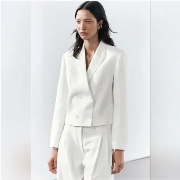 Zara Cropped Double Breasted Blazer NWT - Picture 9 of 15